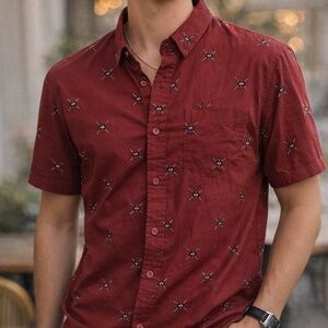 Marvel Deadpool Print Short Sleeveve Buttun Up Casual Men's shirt Size L